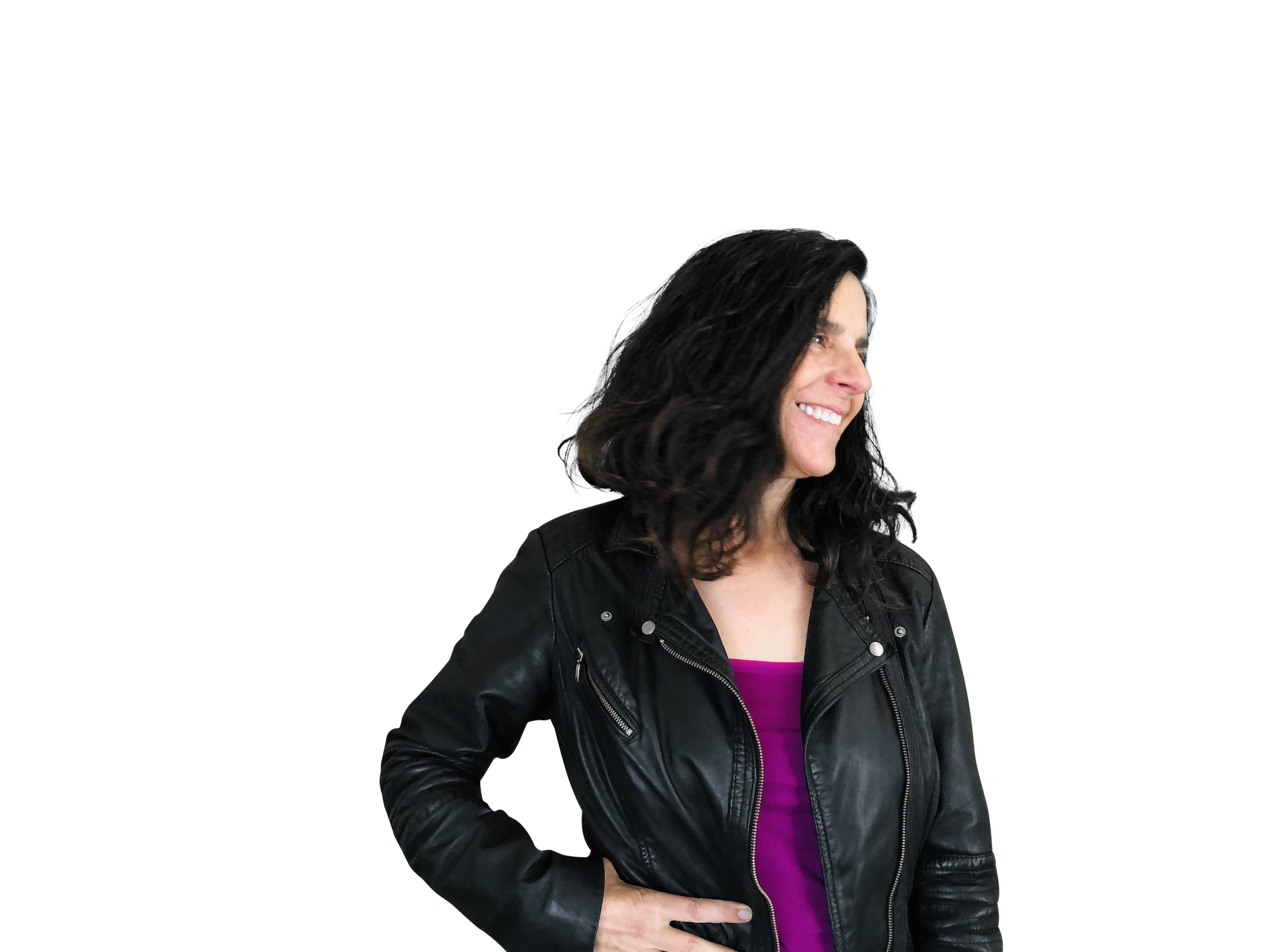 Bea photo laughing to side hand on hip